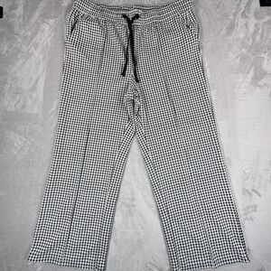 One By Chapter Pants Womens XL White Black Houndstooth Slash Pockets Drawstring